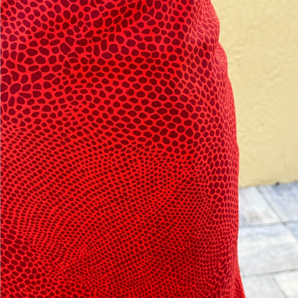 Y2K Vintage SPOONER Prague Red Silk Animal Print Realisation Par Skirt Sz 6/M - Picture 6 of 10